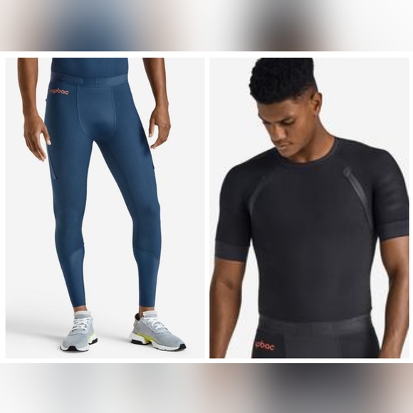 SNAPBAC AEON COMPLETE RUNNING TIGHT (Blue / Large) & Top (Black / XL)  NWT - Picture 1 of 11
